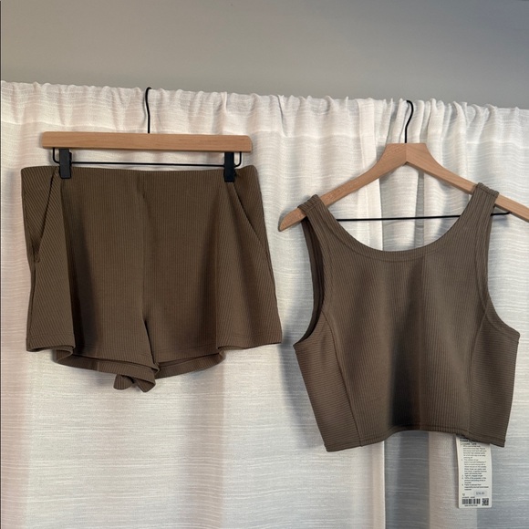 lululemon athletica Other - Lululemon Ribbed Softstream Two-Piece Cropped Tank & Shorts